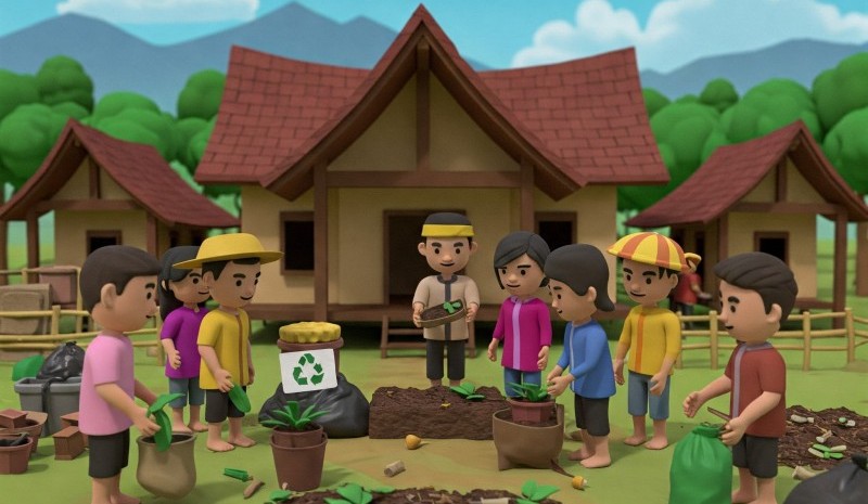 Sosialisasi Pengelolaan Sampah dan Pelatihan Pembuatan Pupuk Kompos oleh KKN PMD Unram di Dusun Sangke Langit dalam Program Zero Waste